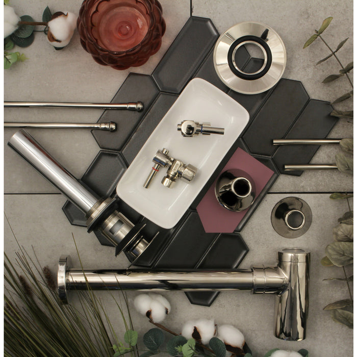 Kingston Sona CC43106DLVOKB30 - Trimscape Modern Plumbing Sink Trim Kit with Bottle Trap and Overflow Drain, Polished Nickel