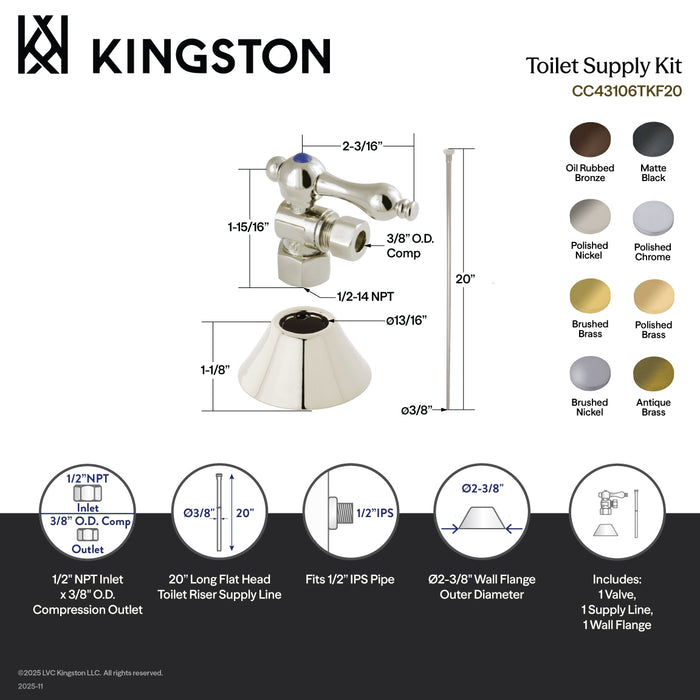 Kingston Heirloom CC43106TKF20 - Trimscape Traditional Plumbing Toilet Trim Kit, Polished Nickel