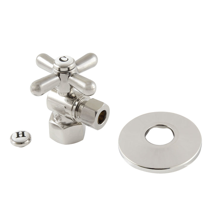 Kingston Heirloom CC43106XK - Vintage 1/2-Inch FIP x 3/8-Inch O.D. Comp Quarter-Turn Angle Shut-Off Valve with Flange, Polished Nickel