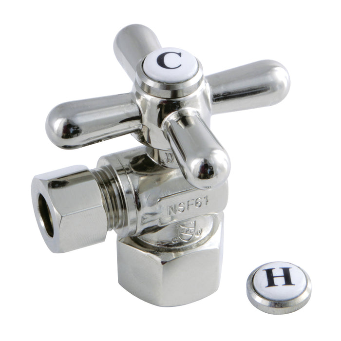 Vintage CC43106X 1/2-Inch FIP x 3/8-Inch O.D. Comp Quarter-Turn Angle Shut-Off Valve, Polished Nickel