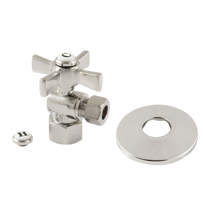 Kingston Tulare CC43106ZXK - Millennium 1/2-Inch FIP x 3/8-Inch O.D. Comp Quarter-Turn Angle Shut-Off Valve with Flange, Polished Nickel