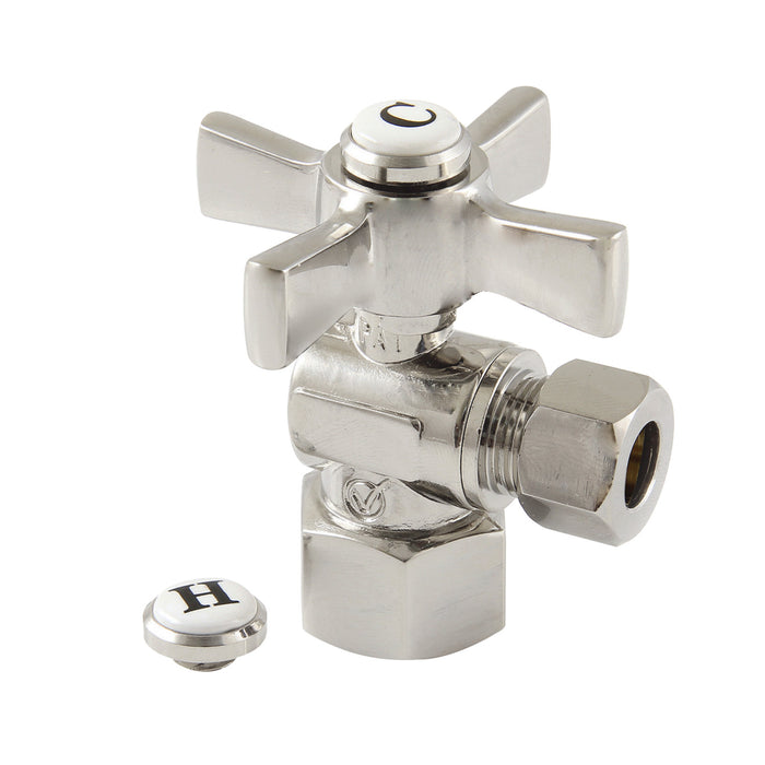 Kingston Tulare CC43106ZX - Millennium 1/2-Inch FIP x 3/8-Inch O.D. Comp Quarter-Turn Angle Shut-Off Valve, Polished Nickel