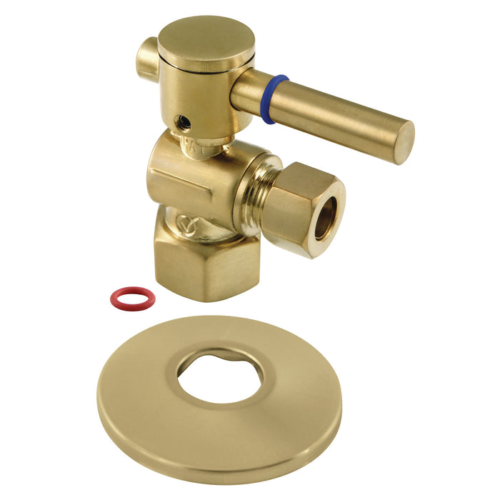 Kingston Sona CC43107DLK - Concord 1/2-Inch FIP x 3/8-Inch O.D. Comp Quarter-Turn Angle Shut-Off Valve with Flange, Brushed Brass