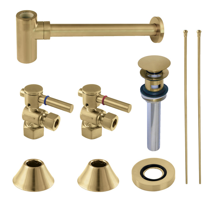 Trimscape CC43107DLVOKB30 Modern Plumbing Sink Trim Kit with Bottle Trap and Overflow Drain, Brushed Brass