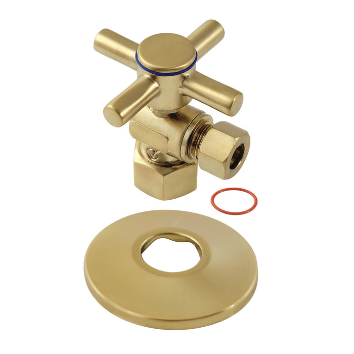 Kingston Sona CC43107DXK - Concord 1/2-Inch FIP x 3/8-Inch O.D. Comp Quarter-Turn Angle Shut-Off Valve with Flange, Brushed Brass