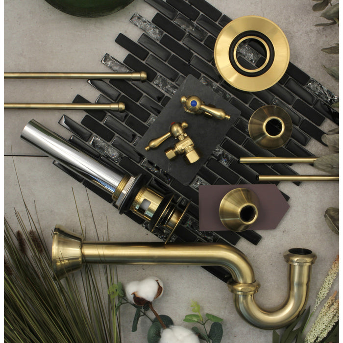 Kingston Heirloom CC43107VOKB30 - Trimscape Traditional Plumbing Sink Trim Kit with P-Trap and Overflow Drain, Brushed Brass