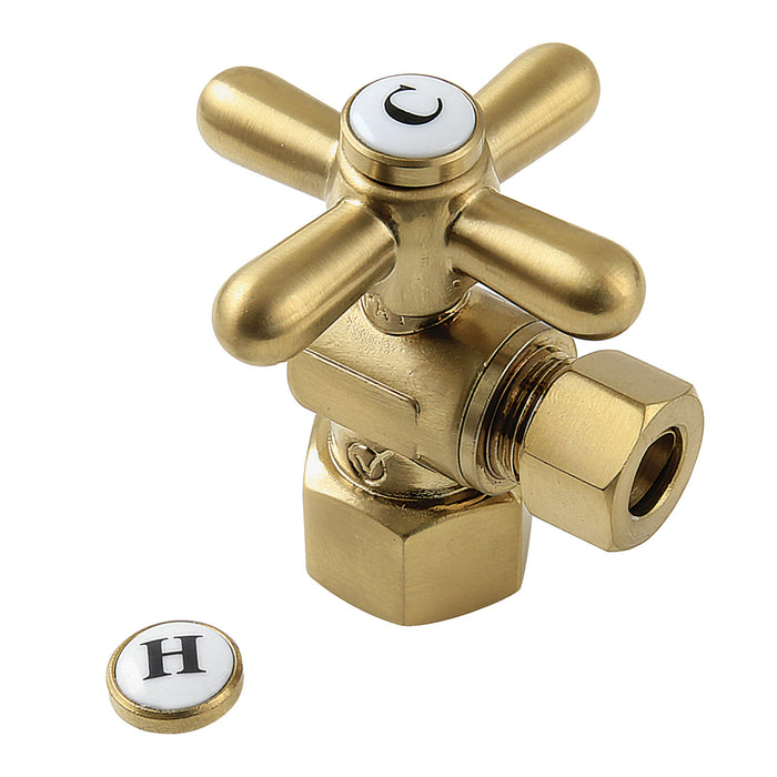 Kingston Heirloom CC43107X - Vintage 1/2-Inch FIP x 3/8-Inch O.D. Comp Quarter-Turn Angle Shut-Off Valve, Brushed Brass