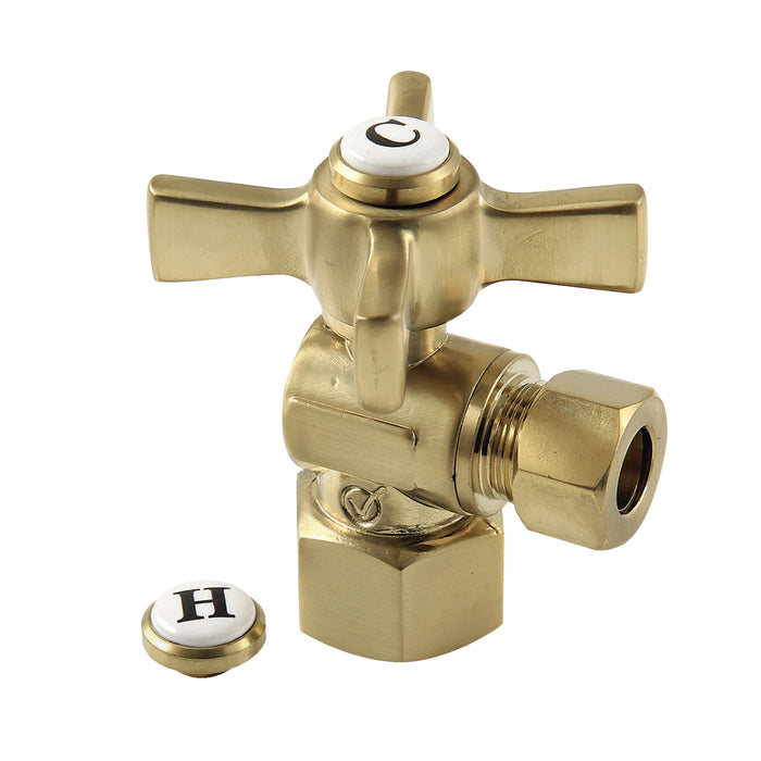Kingston Tulare CC43107ZX - Millennium 1/2-Inch FIP x 3/8-Inch O.D. Comp Quarter-Turn Angle Shut-Off Valve, Brushed Brass