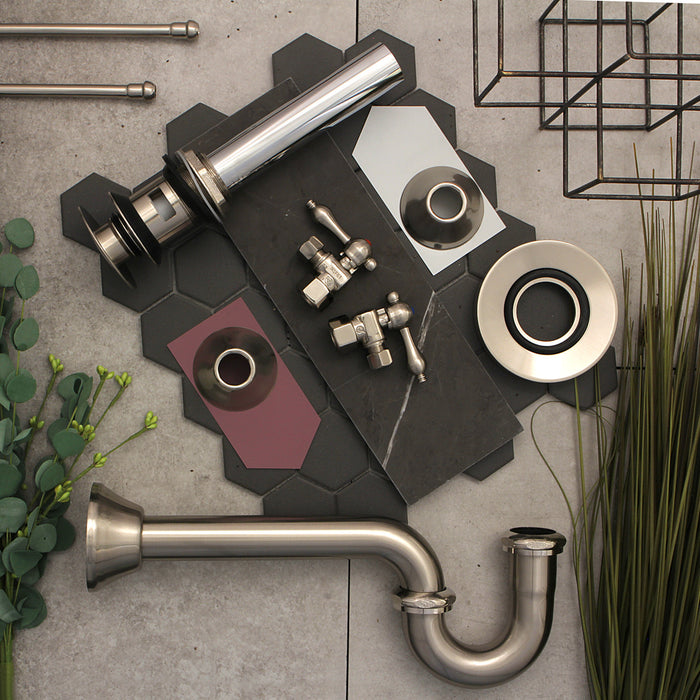 Kingston Heirloom CC43108 - Vintage 1/2-Inch FIP x 3/8-Inch O.D. Comp Quarter-Turn Angle Shut-Off Valve, Brushed Nickel
