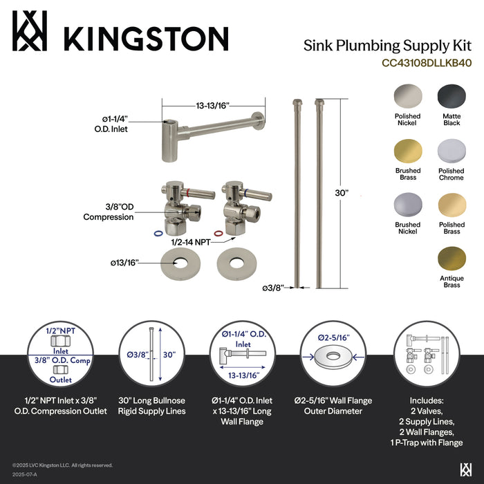 Kingston Sona CC43108DLLKB40 - Trimscape Modern Plumbing Sink Trim Kit with Bottle Trap, Brushed Nickel