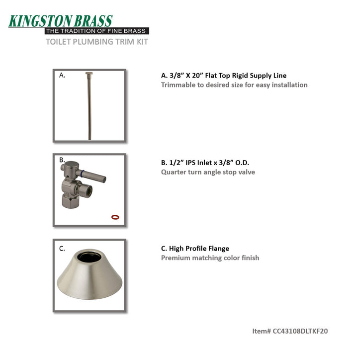 Kingston Sona CC43108DLTKF20 - Trimscape Contemporary Plumbing Toilet Trim Kit, Brushed Nickel