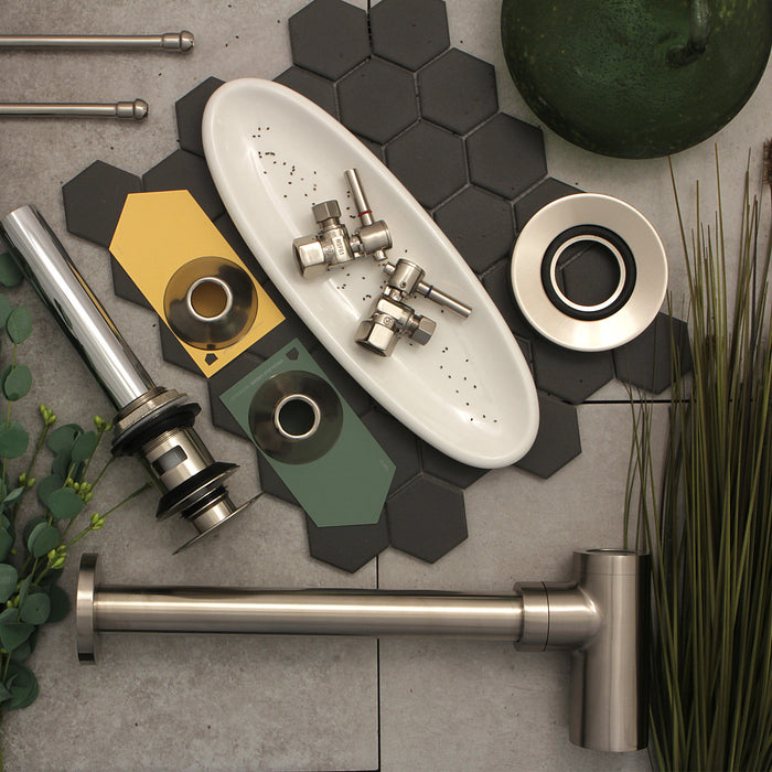 Trimscape CC43108DLVOKB30 Modern Plumbing Sink Trim Kit with Bottle Trap and Overflow Drain, Brushed Nickel