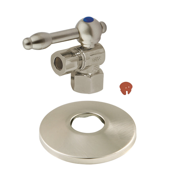 Kingston Tulare CC43108KLK1/2-Inch FIP x 3/8-Inch O.D. Comp Quarter-Turn Angle Shut-Off Valve with Flange, Brushed Nickel