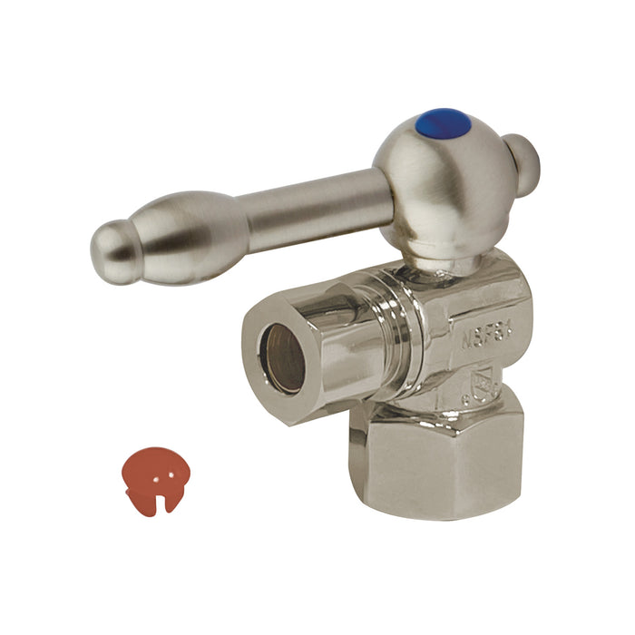 Kingston Tulare CC43108KL - Vintage 1/2-Inch FIP x 3/8-Inch O.D. Comp Quarter-Turn Angle Shut-Off Valve, Brushed Nickel