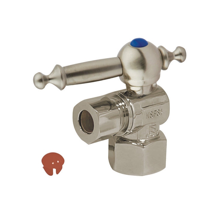 Kingston Tulare CC43108TL - Vintage 1/2-Inch FIP x 3/8-Inch O.D. Comp Quarter-Turn Angle Shut-Off Valve, Brushed Nickel