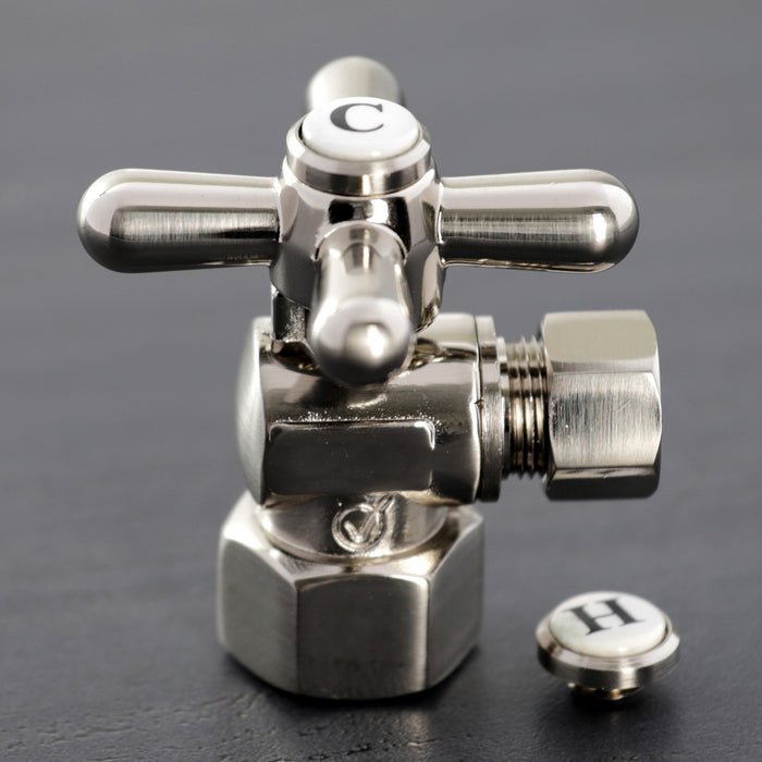 Kingston Heirloom CC43108X - Vintage 1/2-Inch FIP x 3/8-Inch O.D. Comp Quarter-Turn Angle Shut-Off Valve, Brushed Nickel