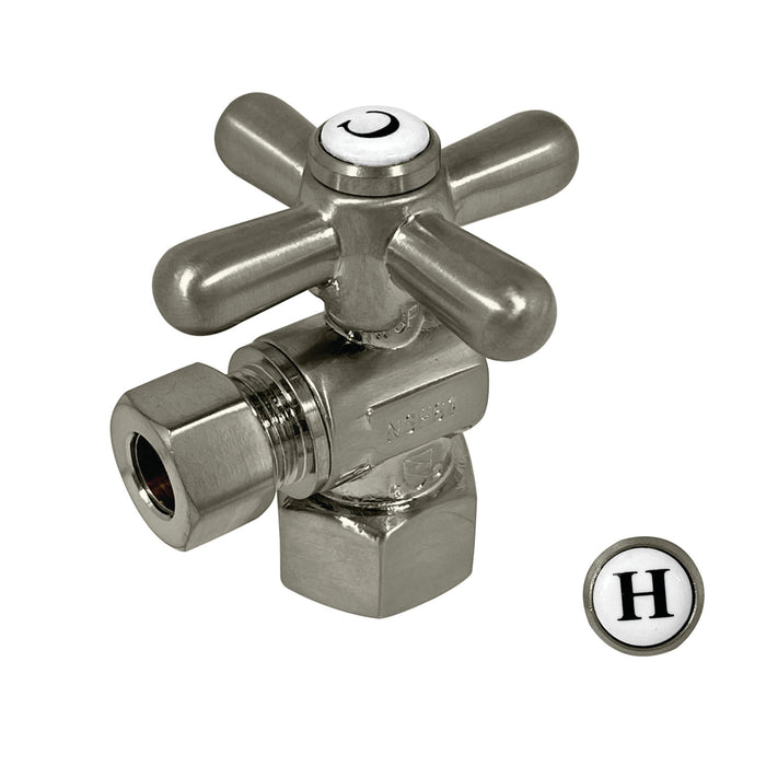Kingston Heirloom CC43108X - Vintage 1/2-Inch FIP x 3/8-Inch O.D. Comp Quarter-Turn Angle Shut-Off Valve, Brushed Nickel