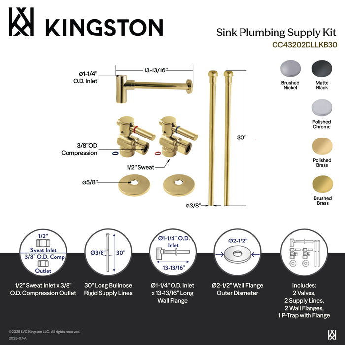 Kingston Sona CC43200DLLKB30 - Trimscape Modern Plumbing Sink Trim Kit with Bottle Trap, Matte Black
