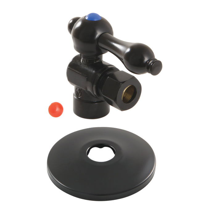 Kingston Heirloom CC43200K - Victorian 1/2-Inch Sweat x 3/8-Inch O.D. Comp Quarter-Turn Angle Shut-Off Valve with Flange, Matte Black