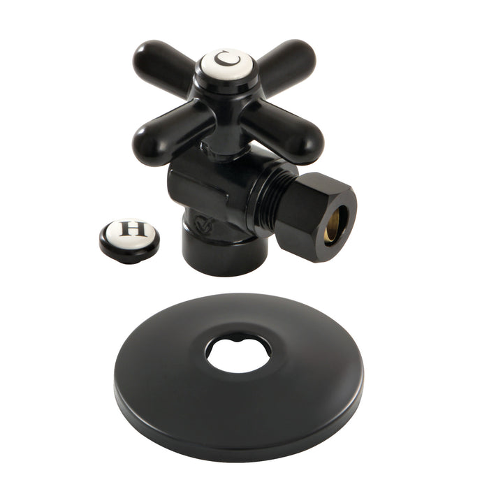 Kingston Heirloom CC43200XK - Vintage 1/2-Inch Sweat x 3/8-Inch O.D. Comp Quarter-Turn Angle Shut-Off Valve with Flange, Matte Black