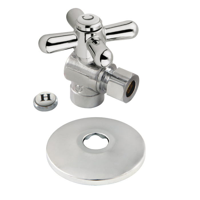 Kingston Heirloom CC43201XK - Vintage 1/2-Inch Sweat x 3/8-Inch O.D. Comp Quarter-Turn Angle Shut-Off Valve with Flange, Polished Chrome