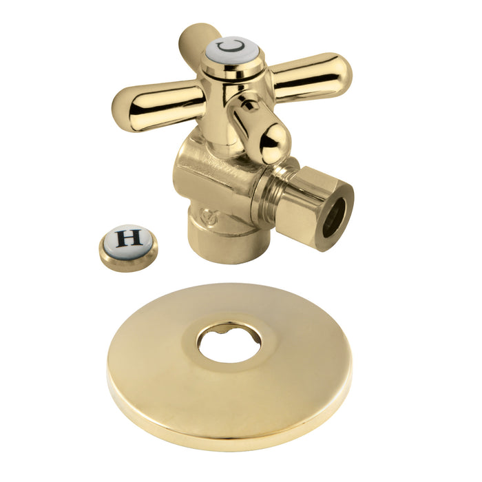Kingston Heirloom CC43202XK - Vintage 1/2-Inch Sweat x 3/8-Inch O.D. Comp Quarter-Turn Angle Shut-Off Valve with Flange, Polished Brass