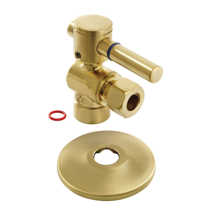 Kingston Sona CC43207DLK - Concord 1/2-Inch Sweat x 3/8-Inch O.D. Comp Quarter-Turn Angle Shut-Off Valve with Flange, Brushed Brass