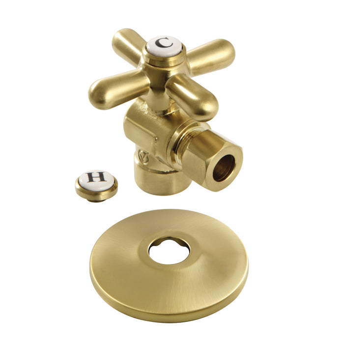 Kingston Heirloom CC43207XK - Vintage 1/2-Inch Sweat x 3/8-Inch O.D. Comp Quarter-Turn Angle Shut-Off Valve with Flange, Brushed Brass