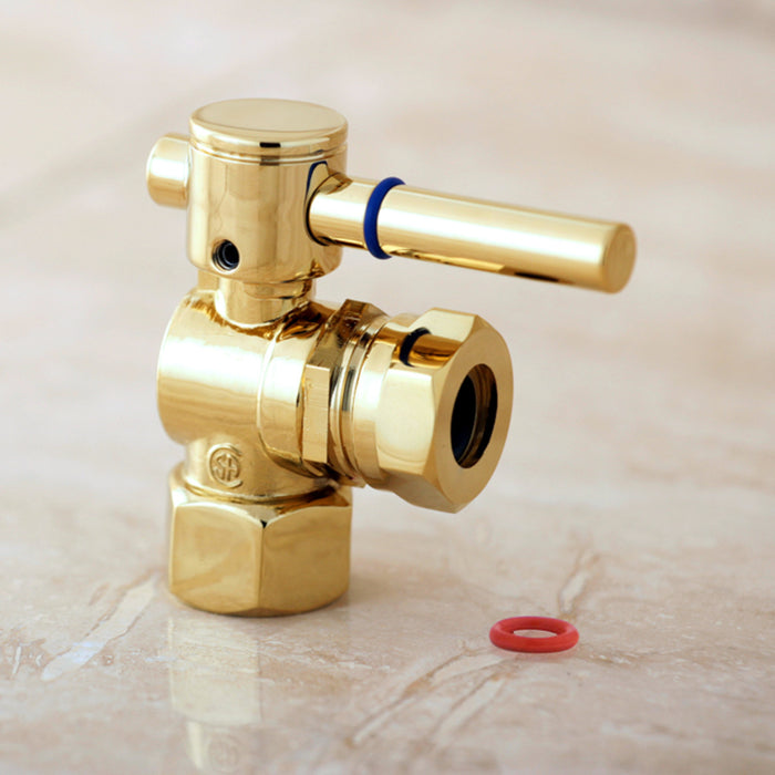 Kingston Sona CC44102DL - Concord 1/2-Inch FIP x 1/2-Inch or 7/16-Inch Slip Joint Quarter-Turn Angle Shut-Off Valve, Polished Brass