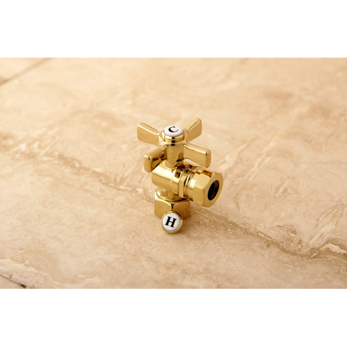 Kingston Tulare CC44102ZX - Millennium 1/2-Inch FIP x 1/2-Inch or 7/16-Inch Slip Joint Quarter-Turn Angle Shut-Off Valve, Polished Brass