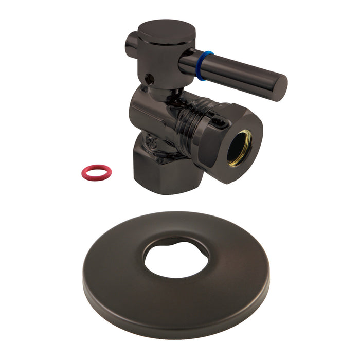 Kingston Sona CC44105DLK 1/2-Inch FIP x 1/2-Inch or 7/16-Inch Slip Joint Quarter-Turn Angle Shut-Off Valve with Flange, Oil Rubbed Bronze