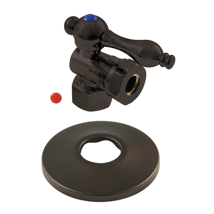 Kingston Heirloom CC44105K1/2-Inch FIP x 1/2-Inch or 7/16-Inch Slip Joint Quarter-Turn Angle Shut-Off Valve with Flange, Oil Rubbed Bronze