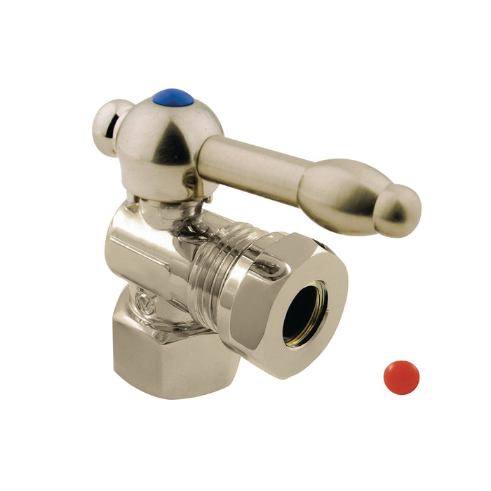 Kingston Vintage CC44108KL 1/2-Inch FIP x 1/2-Inch or 7/16-Inch Slip Joint Quarter-Turn Angle Shut-Off Valve, Brushed Nickel