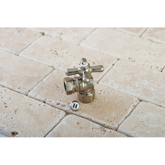 Kingston Heirloom CC44108X - Vintage 1/2-Inch FIP x 1/2-Inch or 7/16-Inch Slip Joint Quarter-Turn Angle Shut-Off Valve, Brushed Nickel