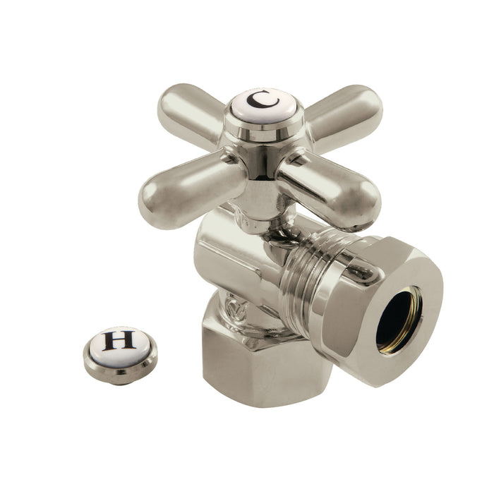 Kingston Heirloom CC44108X - Vintage 1/2-Inch FIP x 1/2-Inch or 7/16-Inch Slip Joint Quarter-Turn Angle Shut-Off Valve, Brushed Nickel