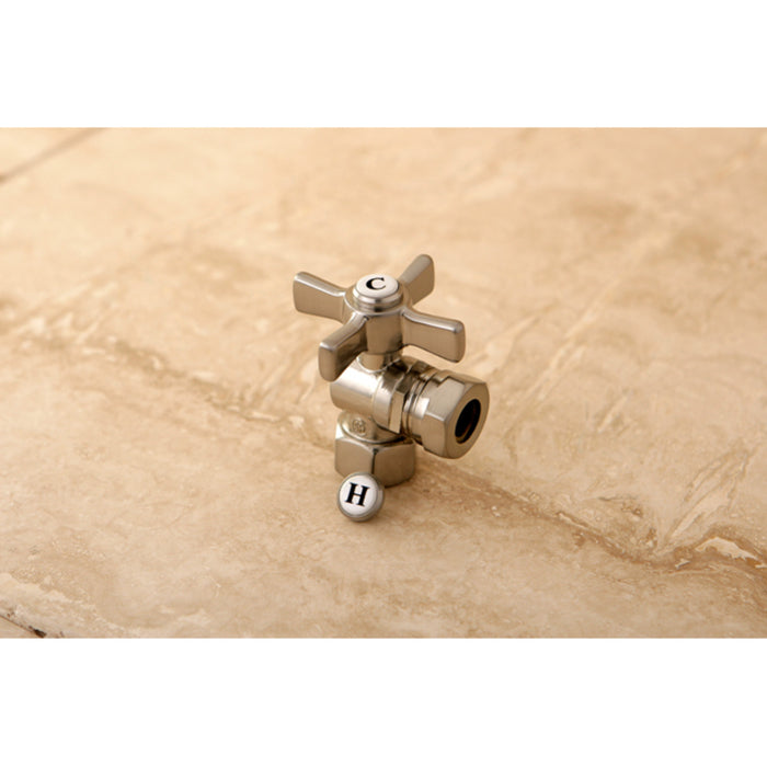 Kingston Tulare CC44108ZX - Millennium 1/2-Inch FIP x 1/2-Inch or 7/16-Inch Slip Joint Quarter-Turn Angle Shut-Off Valve, Brushed Nickel