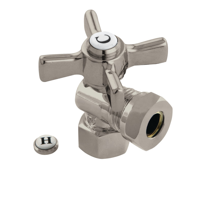 Kingston Tulare CC44108ZX - Millennium 1/2-Inch FIP x 1/2-Inch or 7/16-Inch Slip Joint Quarter-Turn Angle Shut-Off Valve, Brushed Nickel