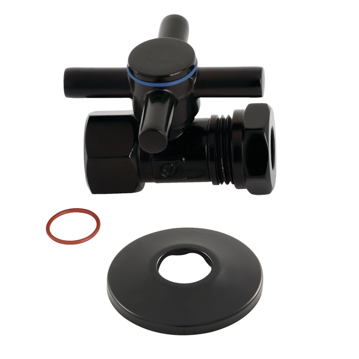 Kingston Sona CC44150DXK 1/2-Inch FIP x 1/2-Inch or 7/16-Inch Slip Joint Quarter-Turn Straight Shut-Off Valve with Flange, Matte Black