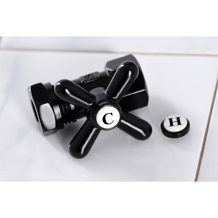 Kingston Heirloom CC44150X - Vintage 1/2-Inch FIP x 1/2-Inch or 7/16-Inch Slip Joint Quarter-Turn Straight Shut-Off Valve, Matte Black
