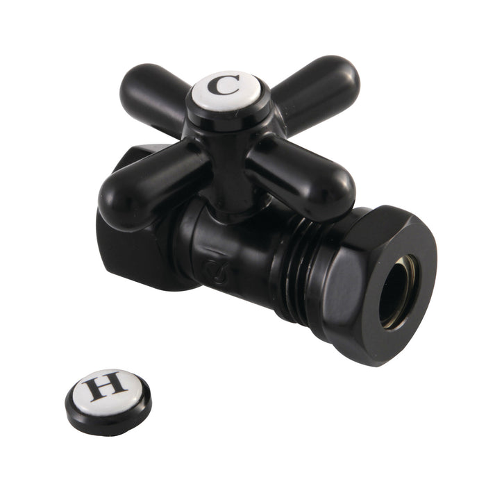 Kingston Heirloom CC44150X - Vintage 1/2-Inch FIP x 1/2-Inch or 7/16-Inch Slip Joint Quarter-Turn Straight Shut-Off Valve, Matte Black