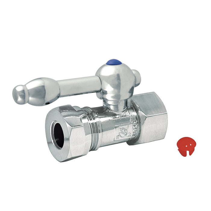 Kingston Tulare CC44151KL - Vintage 1/2-Inch FIP x 1/2-Inch or 7/16-Inch Slip Joint Quarter-Turn Straight Shut-Off Valve, Polished Chrome