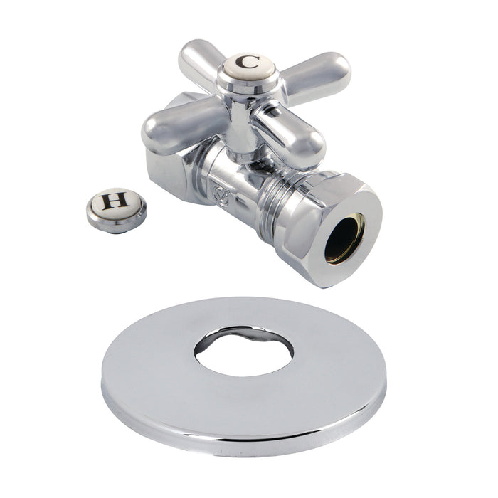 Kingston Heirloom CC44151XK - Vintage 1/2-Inch FIP x 1/2-Inch or 7/16-Inch Slip Joint Quarter-Turn Straight Shut-Off Valve with Flange, Polished Chrome