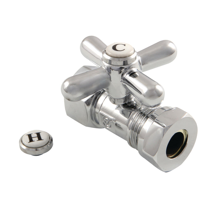 Kingston Heirloom CC44151X - Vintage 1/2-Inch FIP x 1/2-Inch or 7/16-Inch Slip Joint Quarter-Turn Straight Shut-Off Valve, Polished Chrome