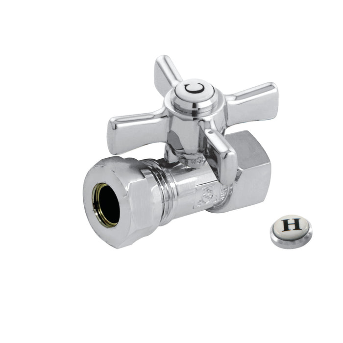 Kingston Tulare CC44151ZX - Millennium 1/2-Inch FIP x 1/2-Inch or 7/16-Inch Slip Joint Quarter-Turn Straight Shut-Off Valve, Polished Chrome