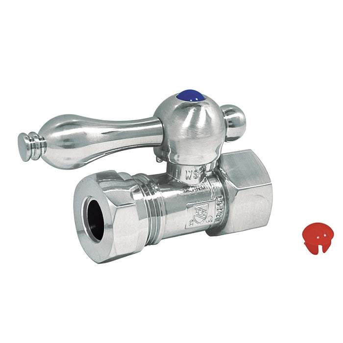 Kingston Heirloom CC44151 - Vintage 1/2-Inch FIP x 1/2-Inch or 7/16-Inch Slip Joint Quarter-Turn Straight Shut-Off Valve, Polished Chrome