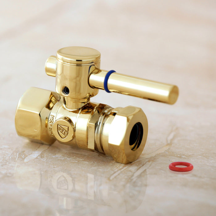 Kingston Sona CC44152DL - Concord 1/2-Inch FIP x 1/2-Inch or 7/16-Inch Slip Joint Quarter-Turn Straight Shut-Off Valve, Polished Brass