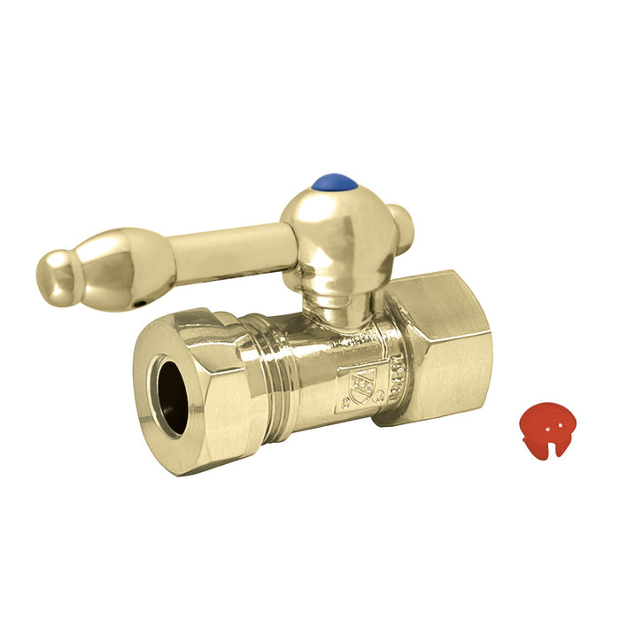Kingston Tulare CC44152KL - Vintage 1/2-Inch FIP x 1/2-Inch or 7/16-Inch Slip Joint Quarter-Turn Straight Shut-Off Valve, Polished Brass