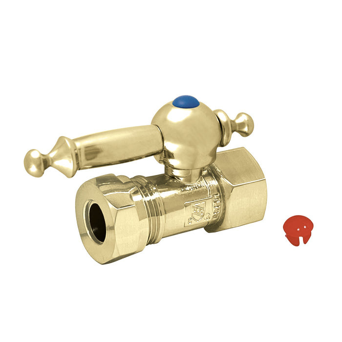Kingston Tulare CC44152TL - Vintage 1/2-Inch FIP x 1/2-Inch or 7/16-Inch Slip Joint Quarter-Turn Straight Shut-Off Valve, Polished Brass