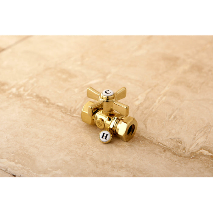 Kingston Tulare CC44152ZX - Millennium 1/2-Inch FIP x 1/2-Inch or 7/16-Inch Slip Joint Quarter-Turn Straight Shut-Off Valve, Polished Brass