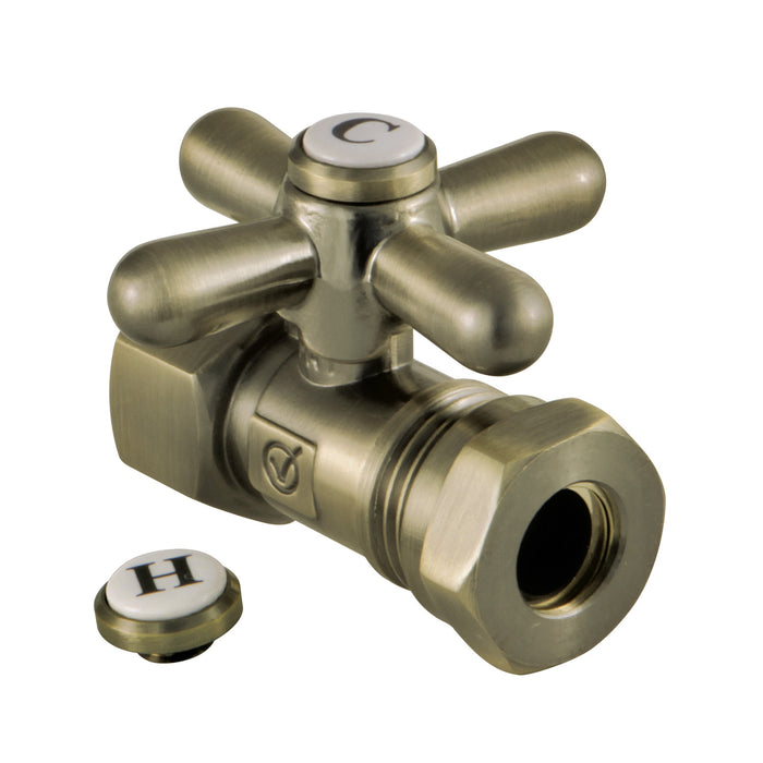 Kingston Heirloom CC44153X - Vintage 1/2-Inch FIP x 1/2-Inch or 7/16-Inch Slip Joint Quarter-Turn Straight Shut-Off Valve, Antique Brass